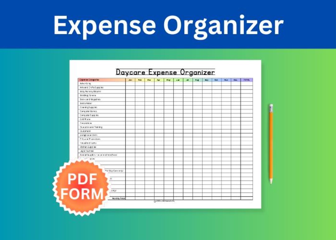 Daycare Expense Organizer, Printable Daycare Expense Organizer for ...
