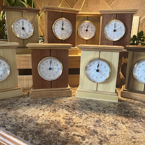 Handmade Wooden Desktop Clock, Cherry Poplar Mahogany, USA Made (6x5 inches)