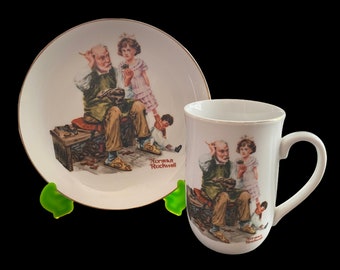 VINTAGE Norman Rockwell Cup en schotel set
