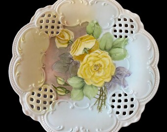 VINTAGE PT Beieren Gele Rozen Plaat