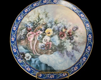 VINTAGE "Pansies" door Lena Liu Plate