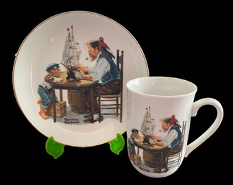 VINTAGE Norman Rockwell Cup en schotel set