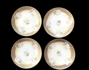 VINTAGE Witte Rozen Plaat Set