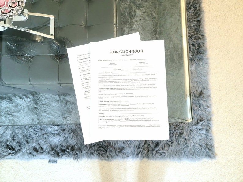 Hair Salon Booth Rental Agreement Etsy