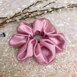 JUMBO scrunchie oversized Scrunchie large Scrunchie hair tie hair accessories - dusty rose satin hair Scrunchie