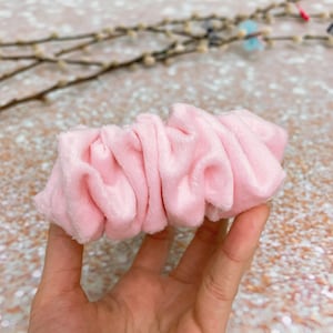 CHUBBY scrunchies thick hair scrunchies hair accessories hair tie soft pink stars minky scrunchie