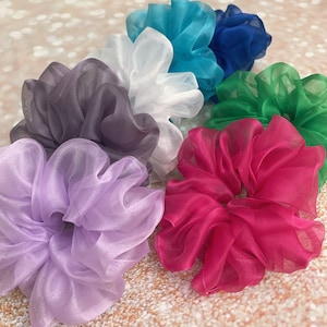 JUMBO Pearlescent organza scrunchie. XXL scrunchie. Fluffy scrunchie. Scrunchie gift, birthday gift
