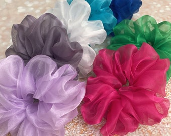 JUMBO Pearlescent organza scrunchie. XXL scrunchie. Fluffy scrunchie. Scrunchie gift, birthday gift