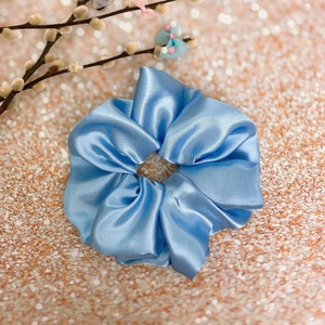JUMBO scrunchie oversized Scrunchie large Scrunchie hair tie hair accessories - blue satin hair Scrunchie
