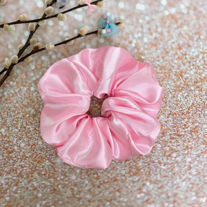 JUMBO scrunchie oversized Scrunchie large Scrunchie hair tie hair accessories - pink satin hair Scrunchie