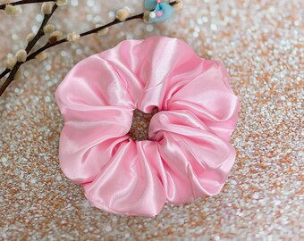 JUMBO scrunchie oversized Scrunchie large Scrunchie hair tie hair accessories - pink satin hair Scrunchie