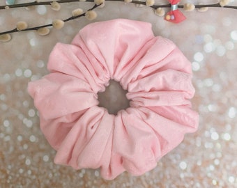JUMBO scrunchie oversized Scrunchie large Scrunchie Xxl Scrunchie - baby pink minky Scrunchie with embossed stars