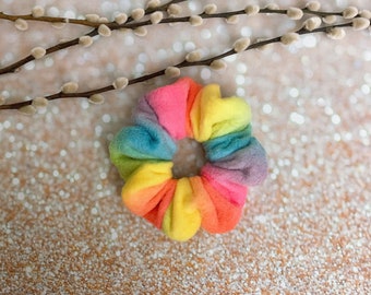 Large scrunchie - rainbow tie dye Scrunchie plush scrunchie