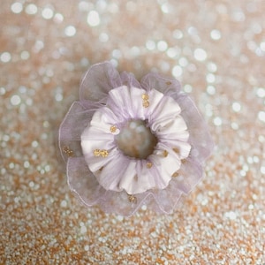 Gem packed jeweled double tutu Scrunchie lavender tutu Scrunchie double layered Scrunchie