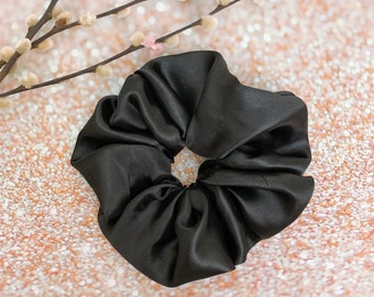 JUMBO scrunchie oversized Scrunchie large Scrunchie hair tie hair accessories - black satin hair Scrunchie