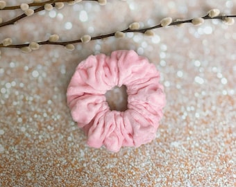 LARGE scrunchie - baby pink minky dimple dots scrunchie