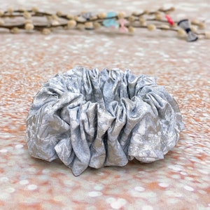 CHUBBY blue and silver floral scrunchies thick hair scrunchies hair accessories hair tie