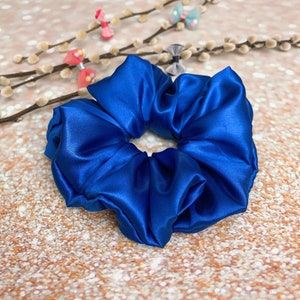 JUMBO scrunchie oversized Scrunchie large Scrunchie hair tie hair accessories - electric blue satin hair Scrunchie