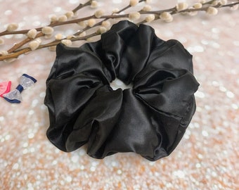 JUMBO scrunchie oversized Scrunchie large Scrunchie hair tie hair accessories - black satin hair Scrunchie