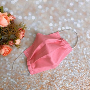 Double layered 100% premium cotton face mask with filter pocket solid pink face mask