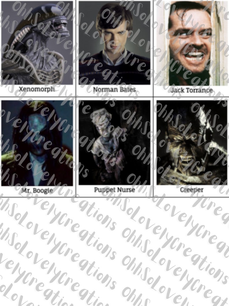 Printable Horror Guess Who Game Board Etsy