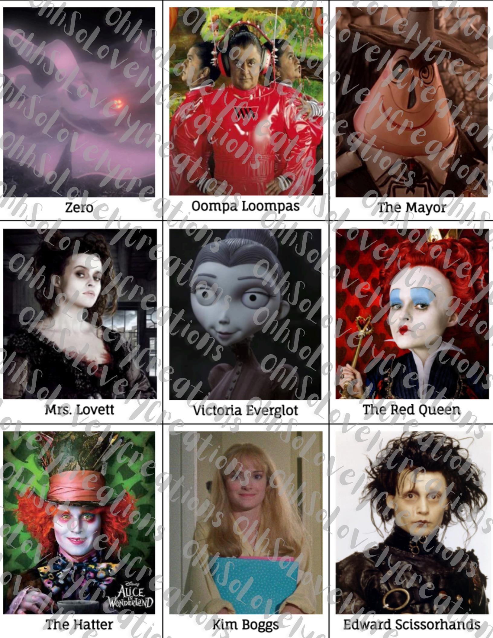Printable Tim Burton Guess Who Board - Etsy