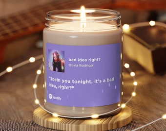 Bad Idea Right Candle, Olivia Rodrigo Candle, Smells like Olivia Rodrigo, Guts Album, Olivia Rodrigo Merch, Gift For Fan, Spotify Themed