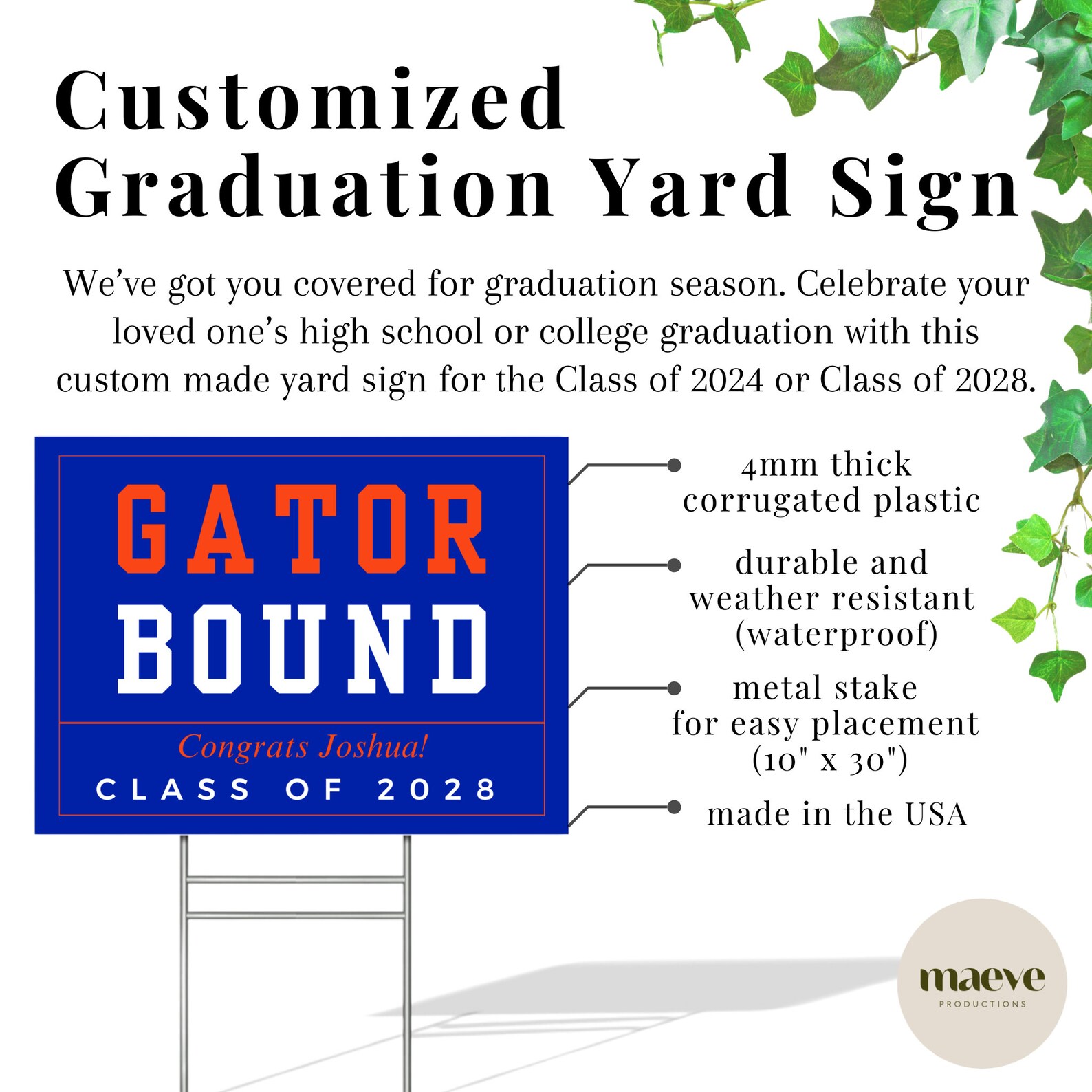 Custom College Bound Sign, 2024 Senior Yard Sign, High School ...