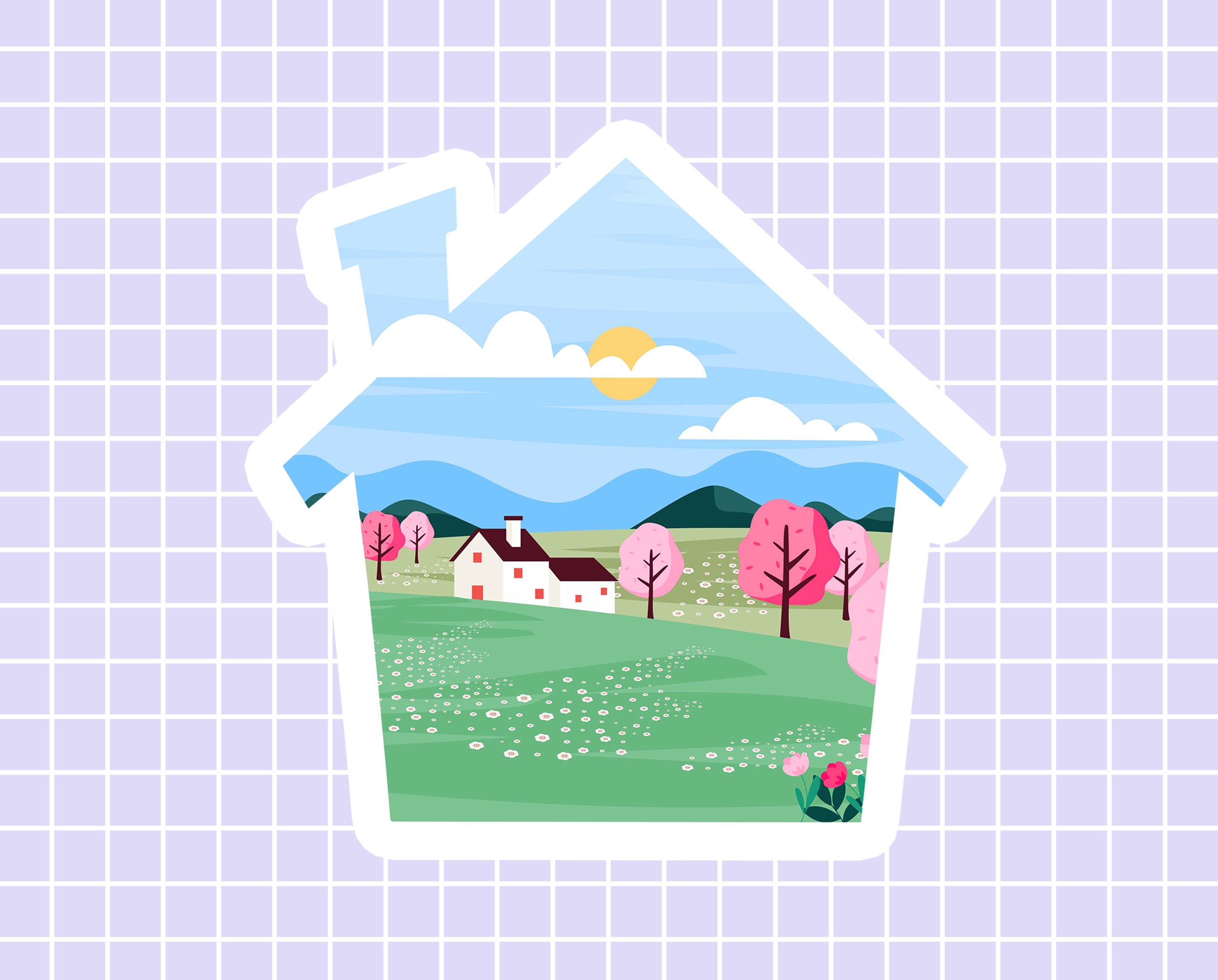 Cute Home Vinyl Sticker Little House Sticker Illustration Etsy