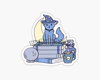 WITCH CAT Vinyl Sticker, Witch Stickers, Cat Stickers, Best Friend Gift, Laptop Stickers, Kitten Sticker, Water Bottle Stickers