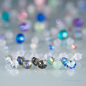 Swarovski Crystal Resin Post Earrings, hypoallergenic, metal free, plastic posts, 6mm, Xirius Chaton, sensitive skin, mermaid, unicorn
