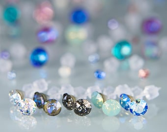 Swarovski Crystal Resin Post Earrings, hypoallergenic, metal free, plastic posts, 6mm, Xirius Chaton, sensitive skin, mermaid, unicorn