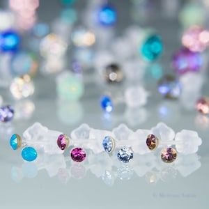 Swarovski-kristallen oorbellen, hypoallergene harsoorbellen, metaalvrij, 3 mm