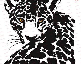 Plotter file Jaguar, Cheetah, SVG, DXF, jpg and png file, Cutfile