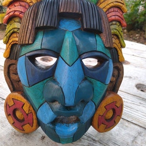 Prehispanic Wooden mask, Mayan culture, Mexican wall art, Hand carved ASK FOR CUSTOMIZE