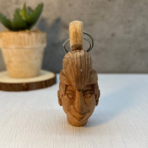 Mayan wooden keychain, Mexican folk art, Mexican mask, Mayan art, Mayan mask, Prehispanic, Mayan statue