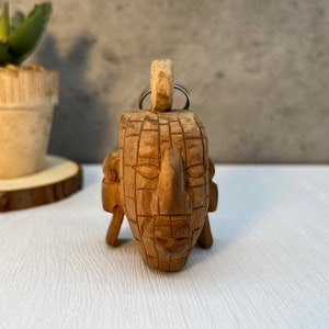 Mayan wooden keychain, Mexican folk art, Mexican mask, Mayan art, Mayan mask, Prehispanic, Mayan statue