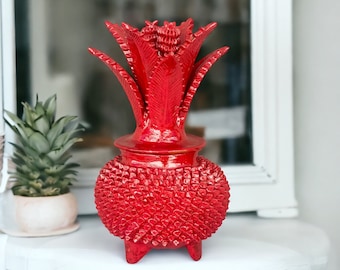 Mexican pottery, Pineapple decor, Mexican decoration, Pineapple sculpture, Glazed clay pineapple, Pottery from Michoacan