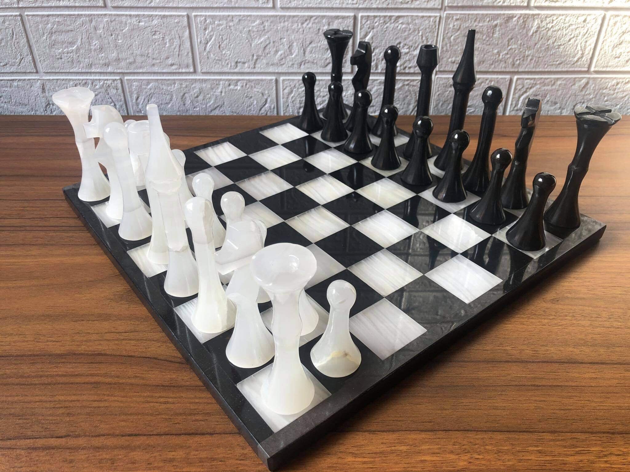 12 Inches Marble Black and White High Quality Chess Set – Marblic