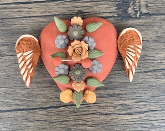 Filigrana Clay Heart Wall Hanging Ornament Artistic  Oaxaca México By Artisans Handmade Crafts, Home Decor Folk Art,  Pastillaje Technique