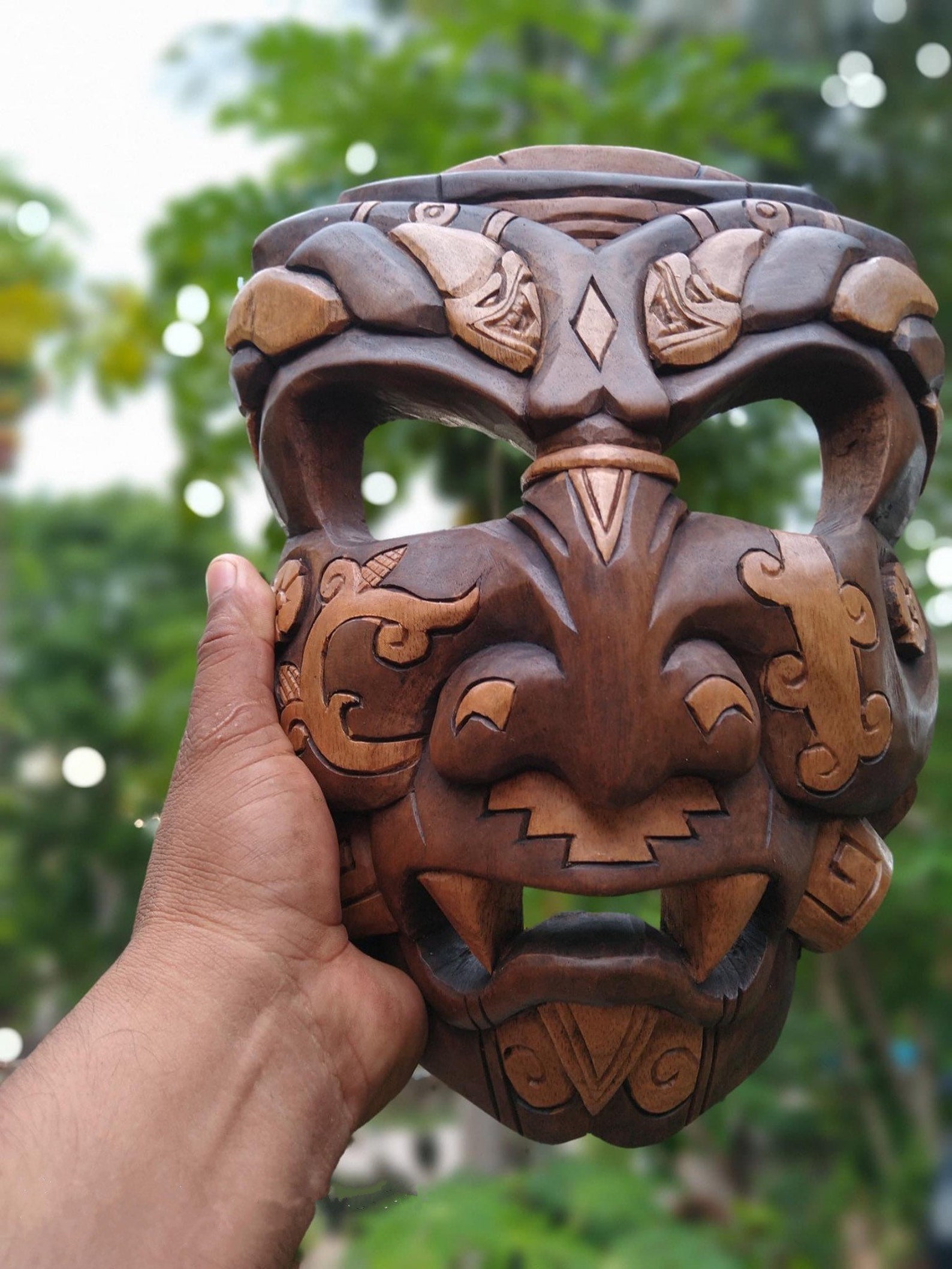 Wooden Mask Mayan Culture Mexican Wall Art Hand Carved Etsy