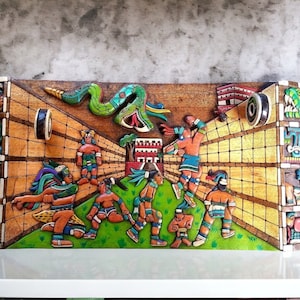 Mayan wall decor, Mexican painting, Quetzalcoatl, Prehispanic, Wood carving, Handcrafted ASK FOR CUSTOMIZE