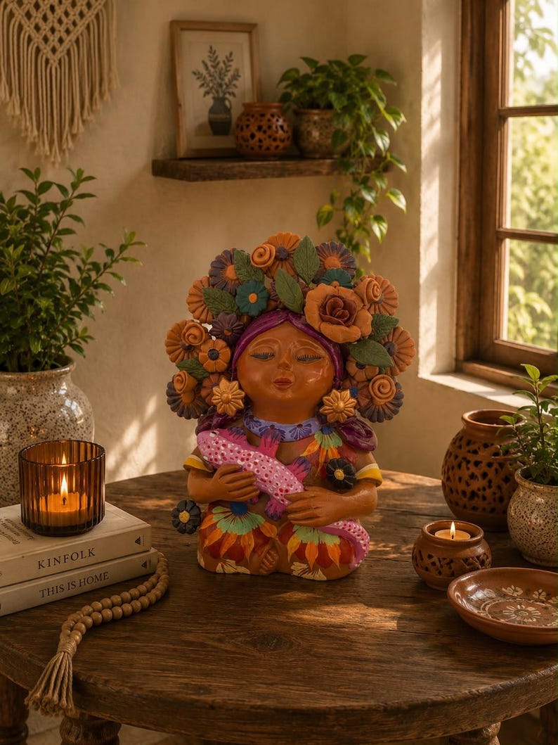 Pachamama-skulptur - Handgjord i Metepec Moder Jord-lerafigur, Spirituell folkkonst 10