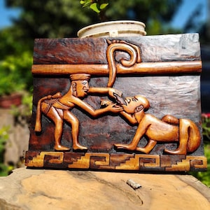 Arte Azteca, Arte Maya, Pintura Mexicana, El Dentista, Prehispánico, Talla en Madera, Hecho a Mano PEDIR PERSONALIZADO