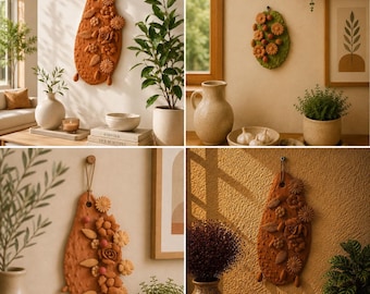Nopal Wall Decor Handame In Metepec, Mexican Clay Art, Terracotta Cactus Sculpture