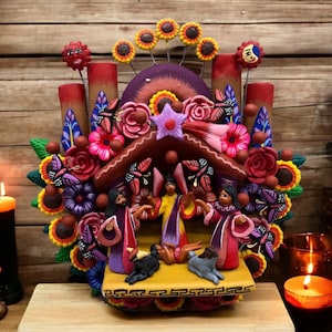 Portacandele con angeli della Vergine Maria, albero della vita del giorno di nascita di Gesù Cristo, candelabro, Arbol de la vida, ceramica, candelabro natalizio