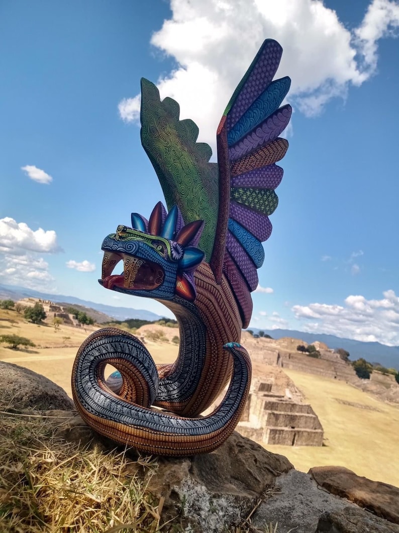 Quetzalcoatl Figure Mexican Folk Art Alebrije Sculpture Etsy
