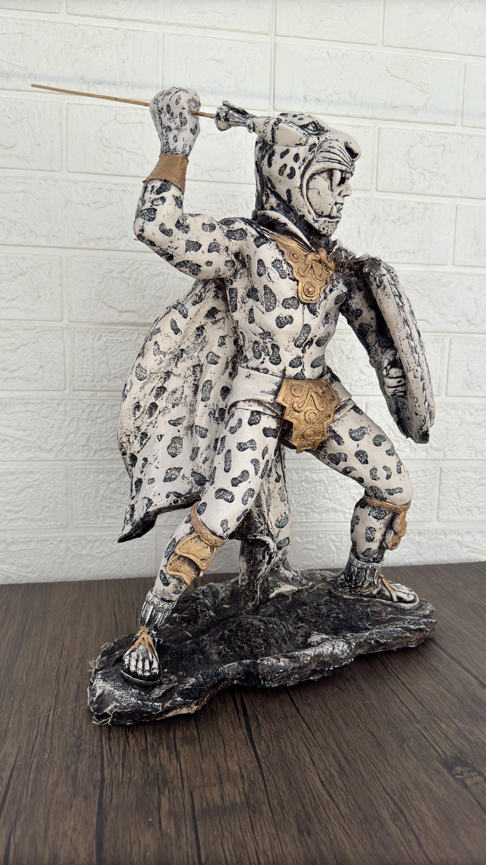 XL Large Aztec Warrior in Battle Mexican Decoration, Aztec Art