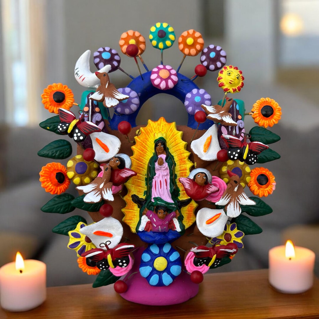 うっとりする色使い♡1970sメキシコ♡生命の樹♡キャンドルホルダー