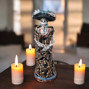 Catrina Handmade Talavera Day of the Dead  Colorful Ceramic Folk Art from Puebla, Mexico Día de los Muertos Skeleton Figurine Wedding Gift